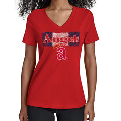 Los Angeles Angels Starter Women's Team Color Shading V-Neck T-Shirt - MLB T-shirts
