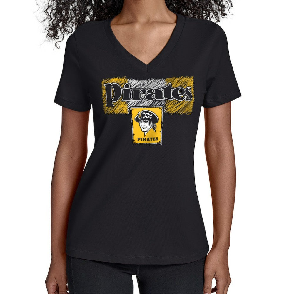 Pittsburgh Pirates Starter Women's Team Color Shading V-Neck T-Shirt - MLB T-shirts