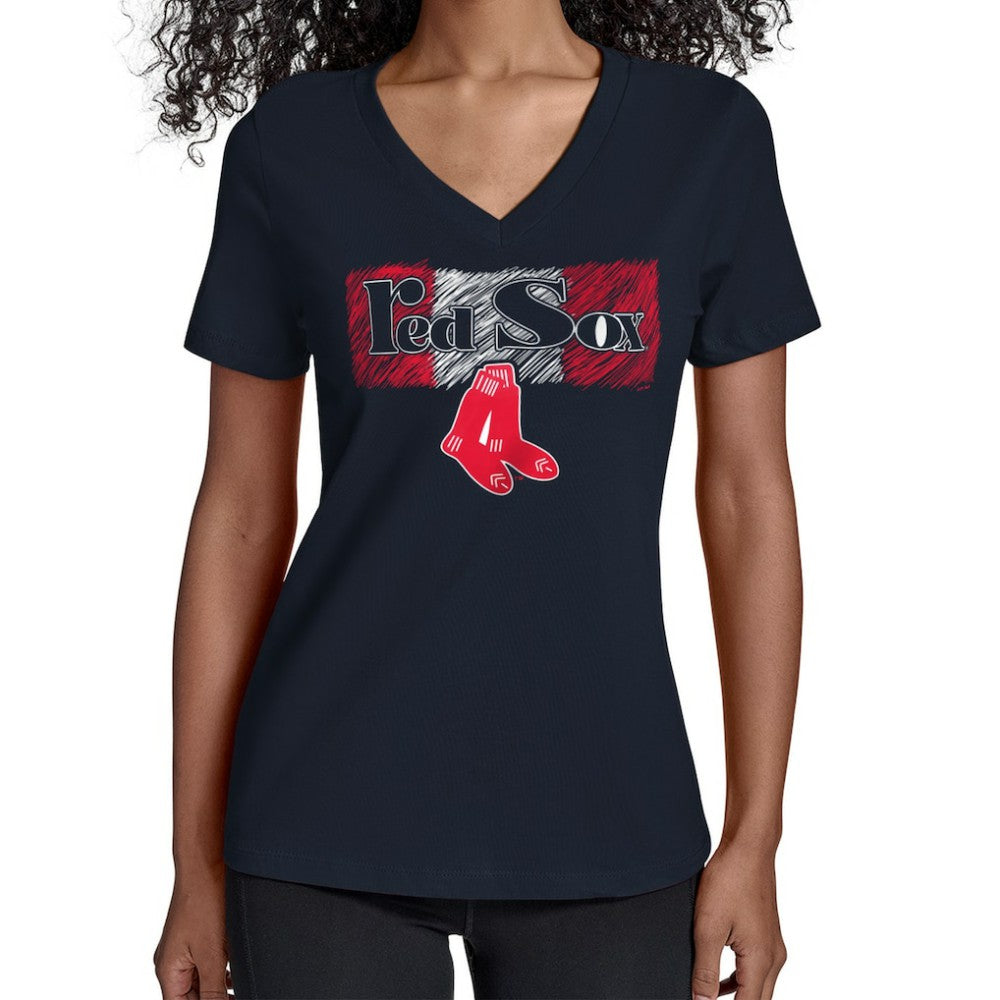 Boston Red Sox Starter Women's Team Color Shading V-Neck T-Shirt - MLB T-shirts