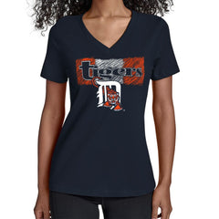 Detroit Tigers Starter Women's Team Color Shading V-Neck T-Shirt - MLB T-shirts
