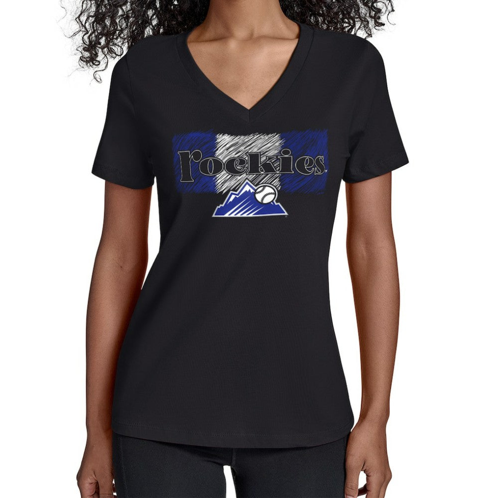 Colorado Rockies Starter Women's Team Color Shading V-Neck T-Shirt - MLB T-shirts