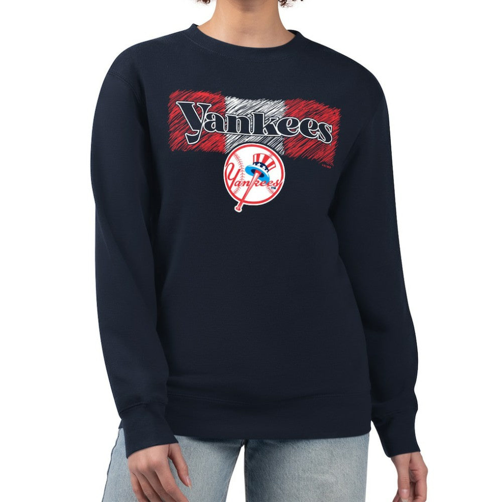 New York Yankees Starter Women's Team Color Shading Fleece Pullover Sweatshirt - MLB Pullover