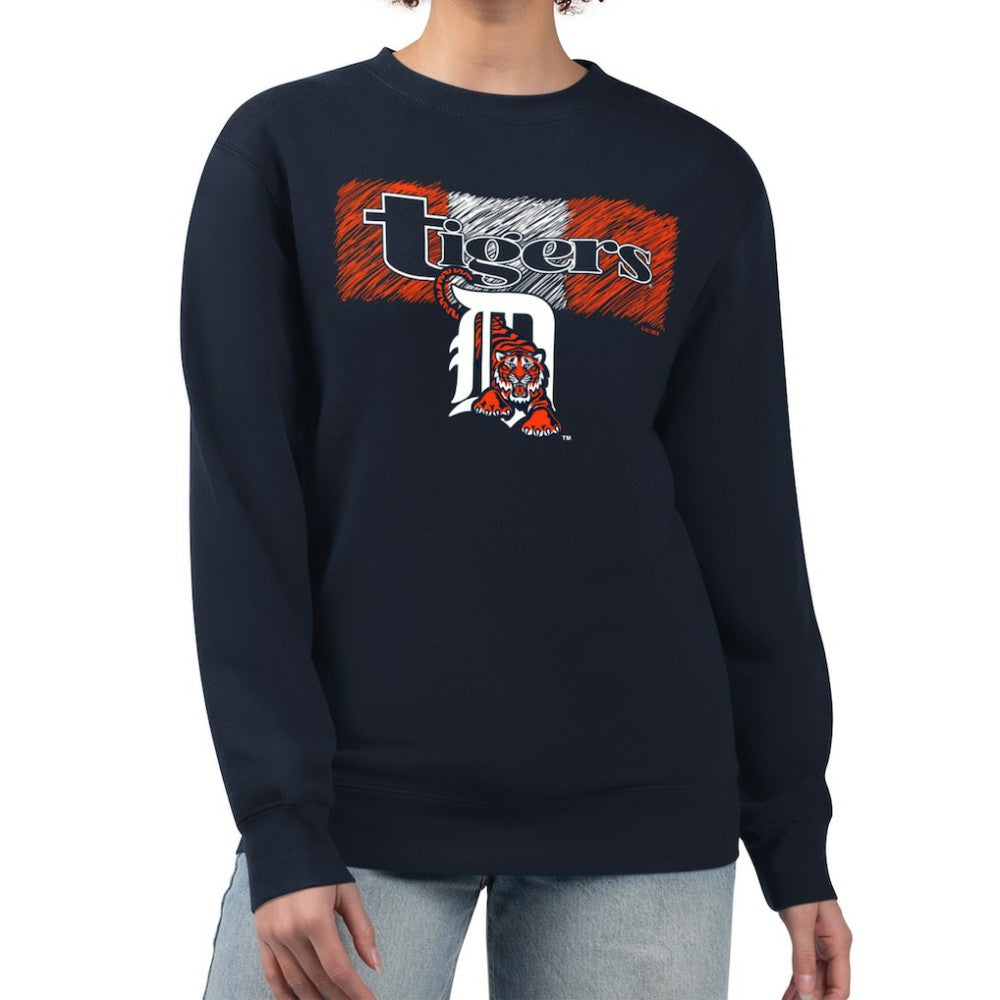 Detroit Tigers Starter Women's Team Color Shading Fleece Pullover Sweatshirt - MLB Pullover