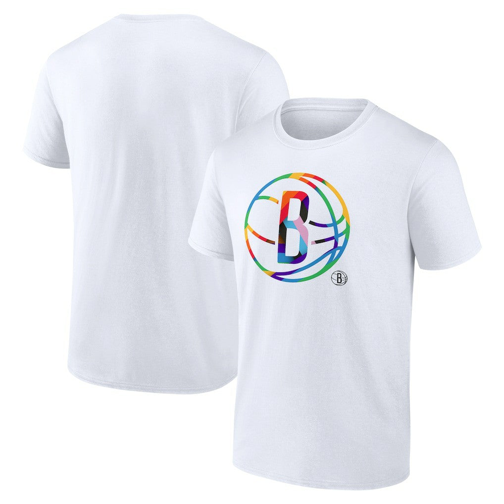 White Brooklyn Nets Team Logo Pride T-Shirt | NBA