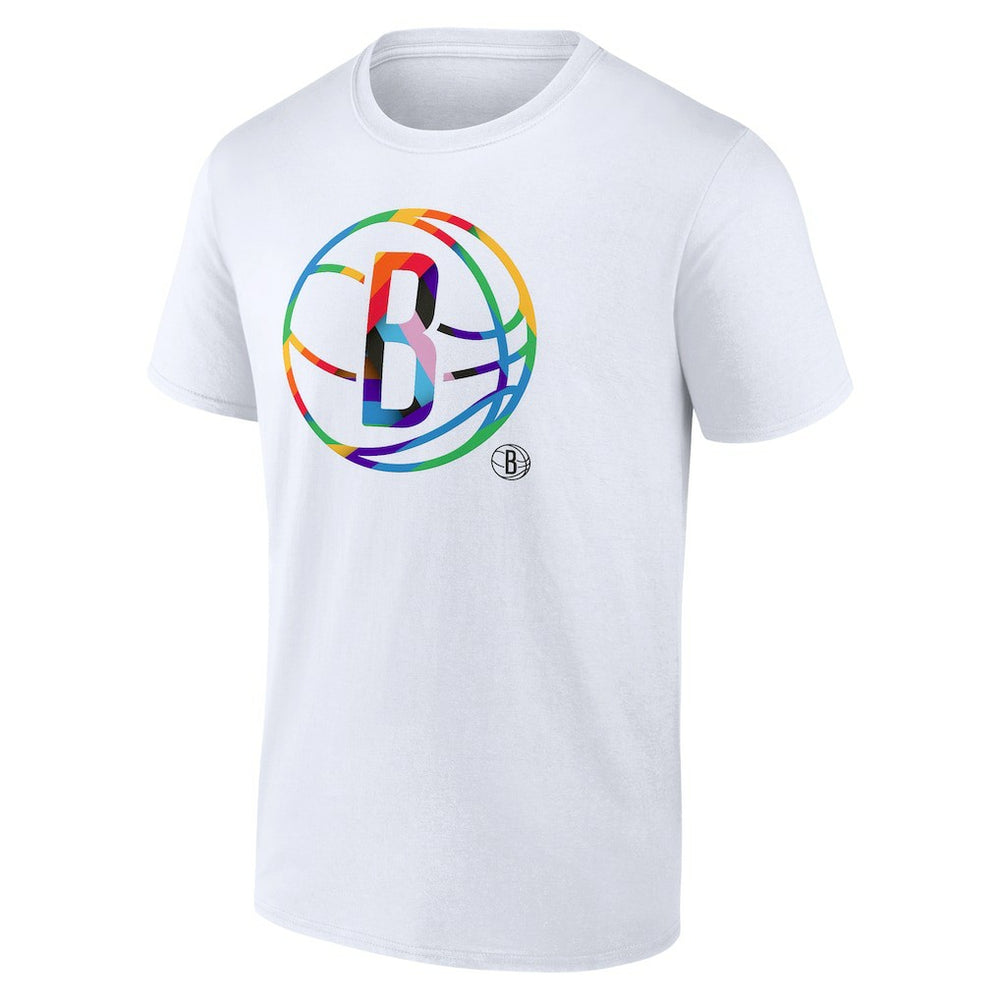 White Brooklyn Nets Team Logo Pride T-Shirt | NBA