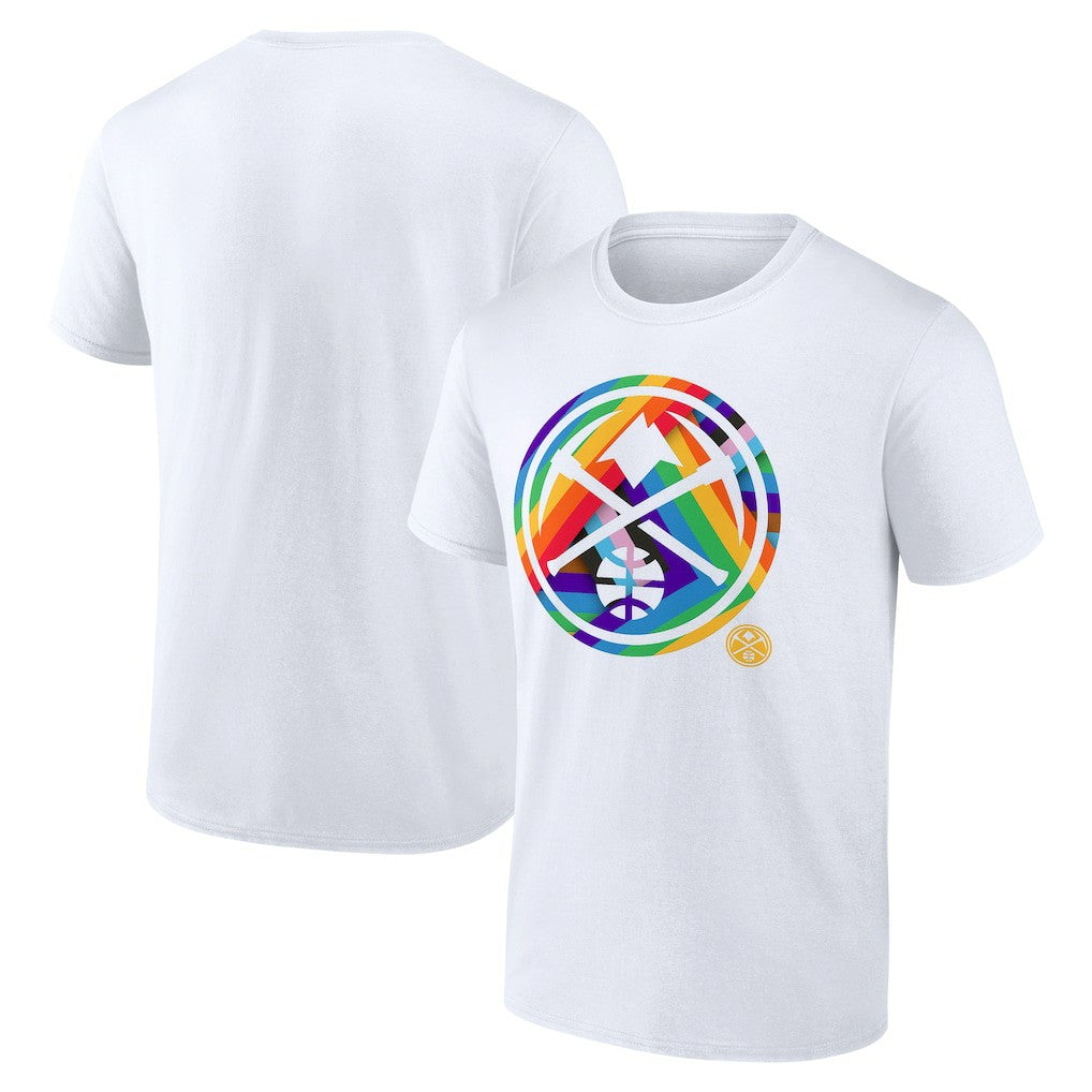 White Denver Nuggets Team Logo Pride T-Shirt sale | NBA