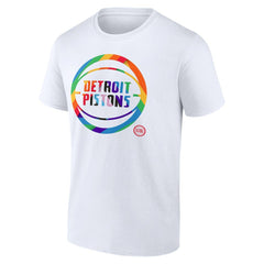 White Detroit Pistons Team Logo Pride T-Shirt sale | NBA