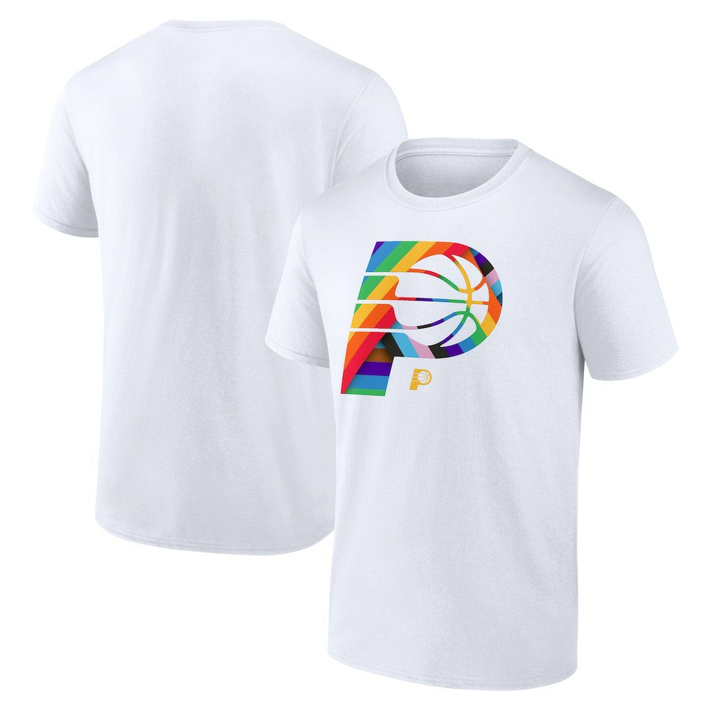 White Indiana Pacers Team Logo Pride T-Shirt | NBA