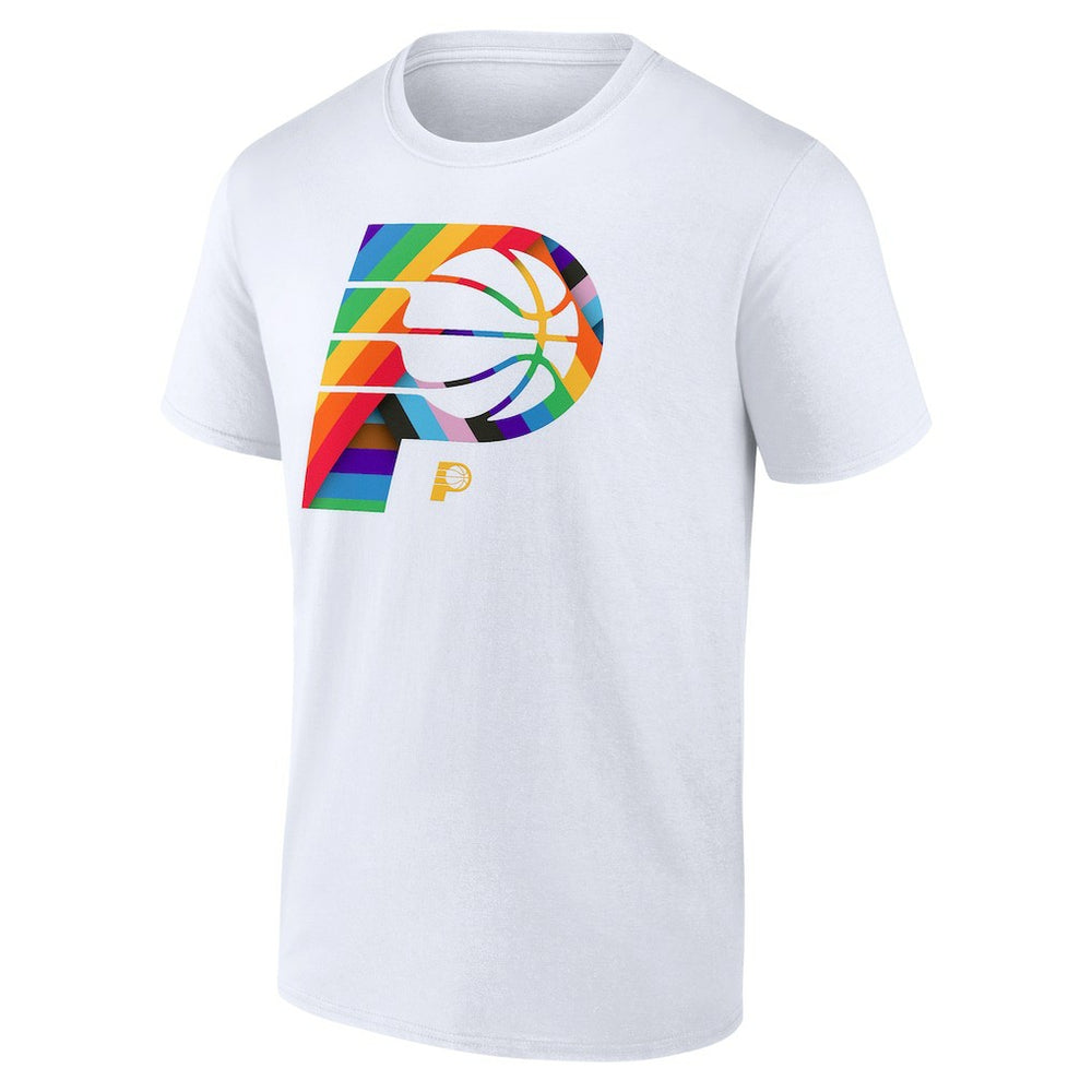 White Indiana Pacers Team Logo Pride T-Shirt | NBA