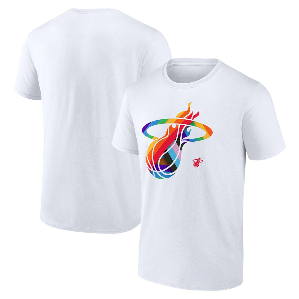 White Miami Heat Team Logo Pride T-Shirt | NBA
