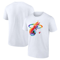 White Miami Heat Team Logo Pride T-Shirt | NBA