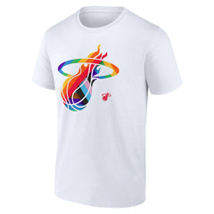 White Miami Heat Team Logo Pride T-Shirt | NBA