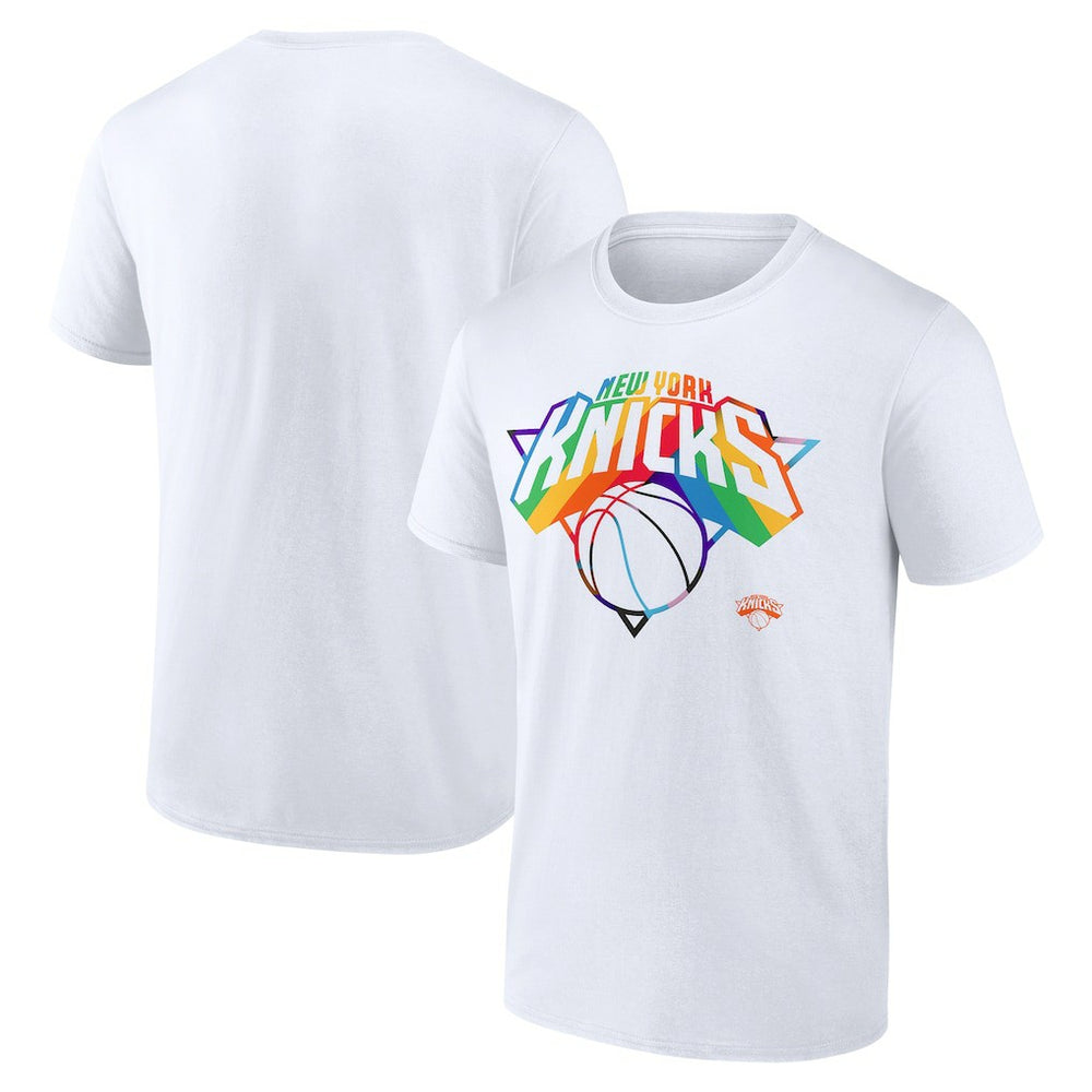 White New York Knicks Team Logo Pride T-Shirt | NBA