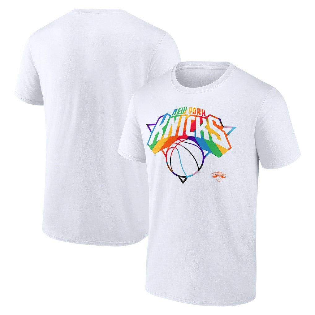 White New York Knicks Team Logo Pride T-Shirt | NBA