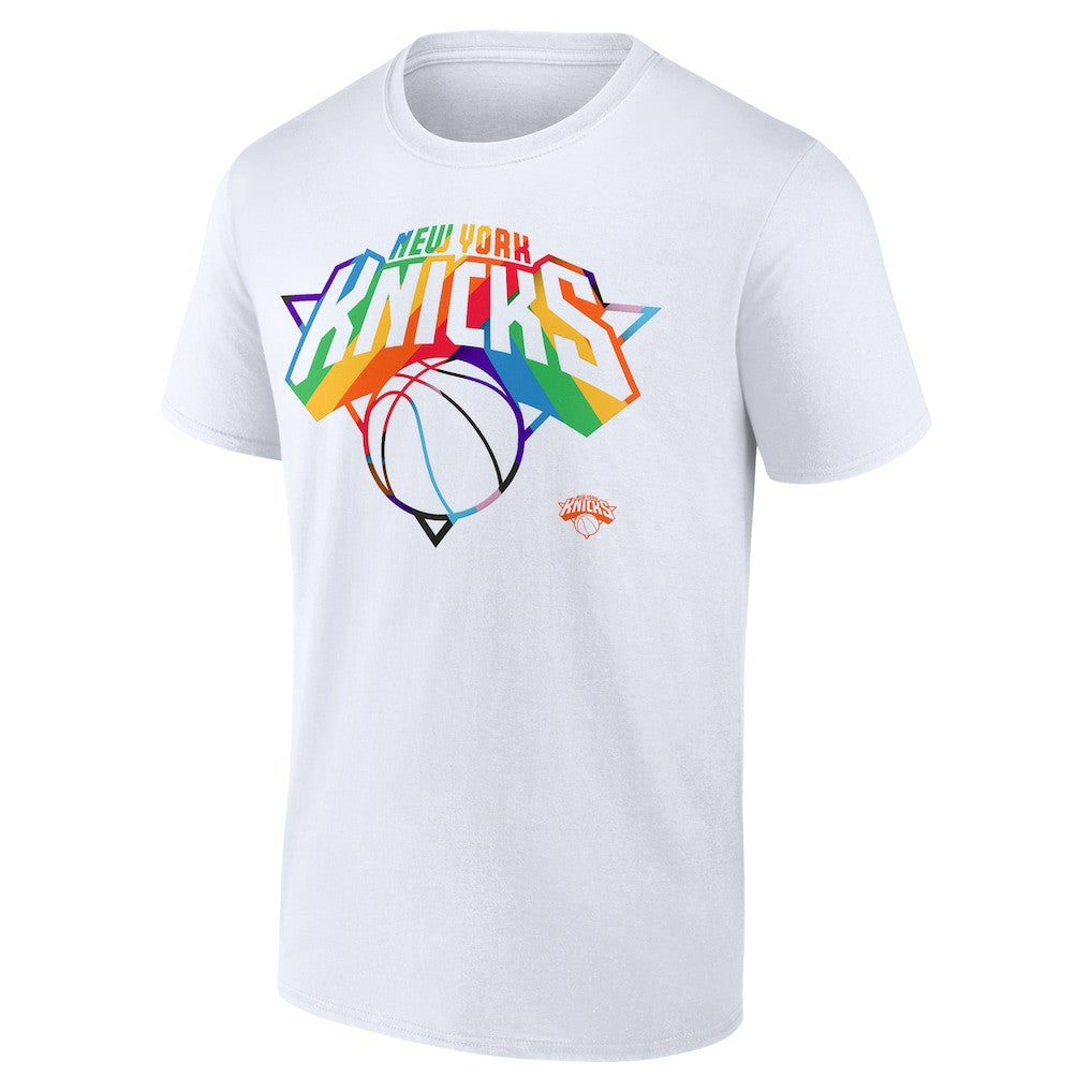 White New York Knicks Team Logo Pride T-Shirt | NBA