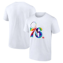 White Philadelphia 76ers Team Logo Pride T-Shirt | NBA