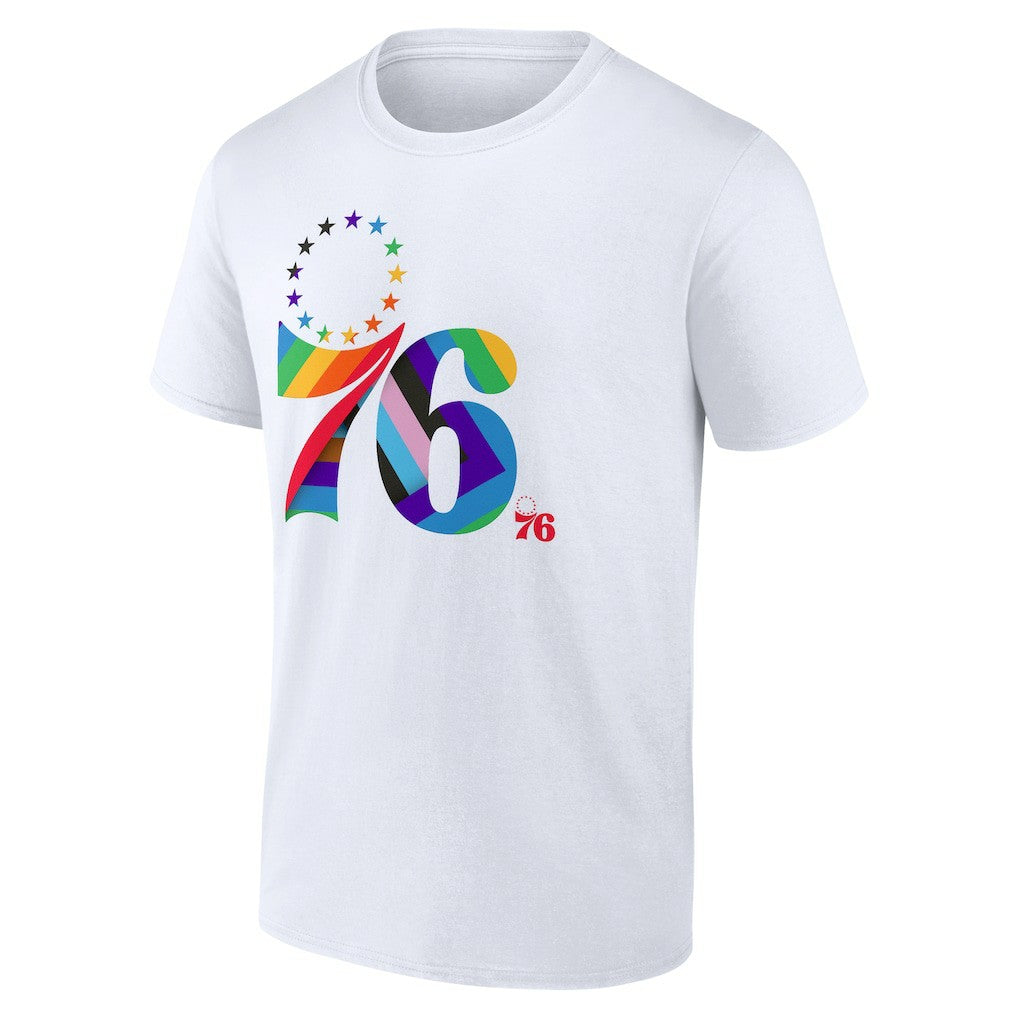 White Philadelphia 76ers Team Logo Pride T-Shirt | NBA