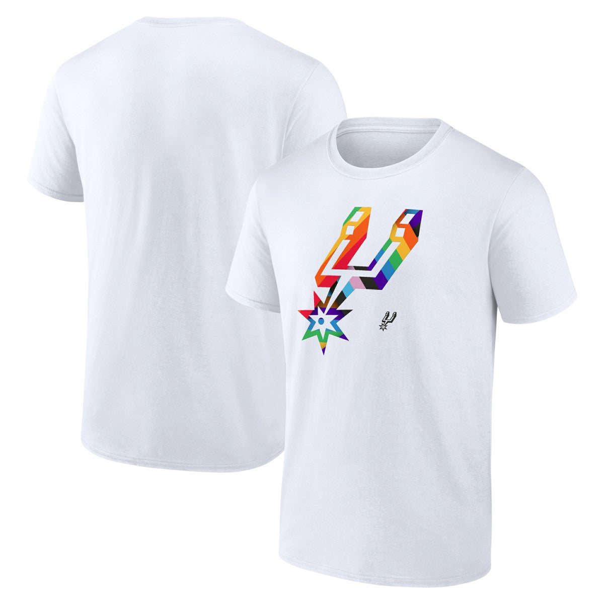 White San Antonio Spurs Team Logo Pride T-Shirt | NBA