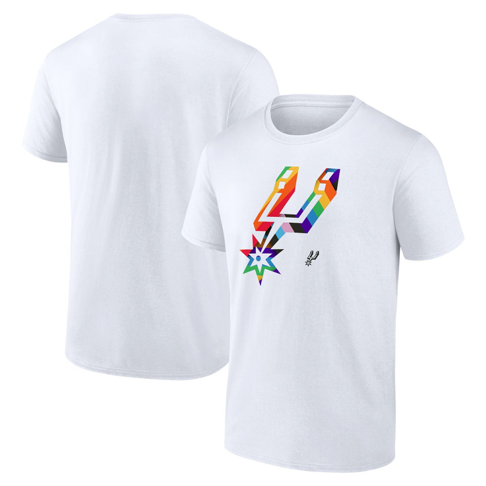 White San Antonio Spurs Team Logo Pride T-Shirt | NBA