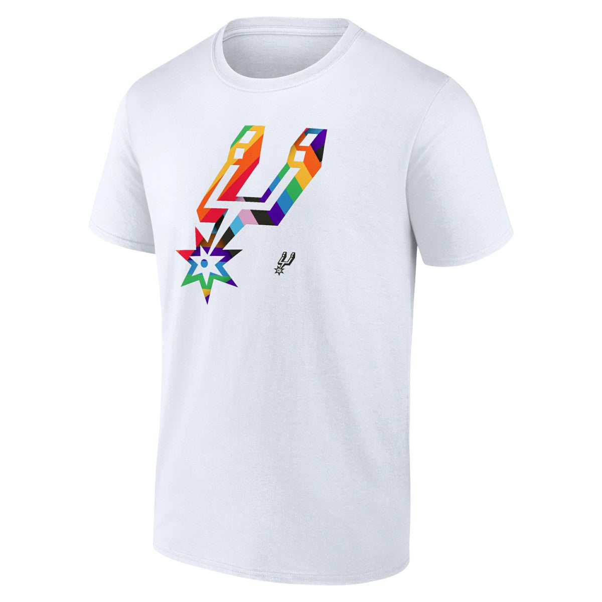 White San Antonio Spurs Team Logo Pride T-Shirt | NBA