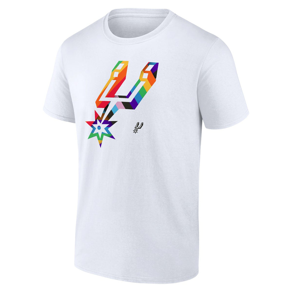 White San Antonio Spurs Team Logo Pride T-Shirt | NBA