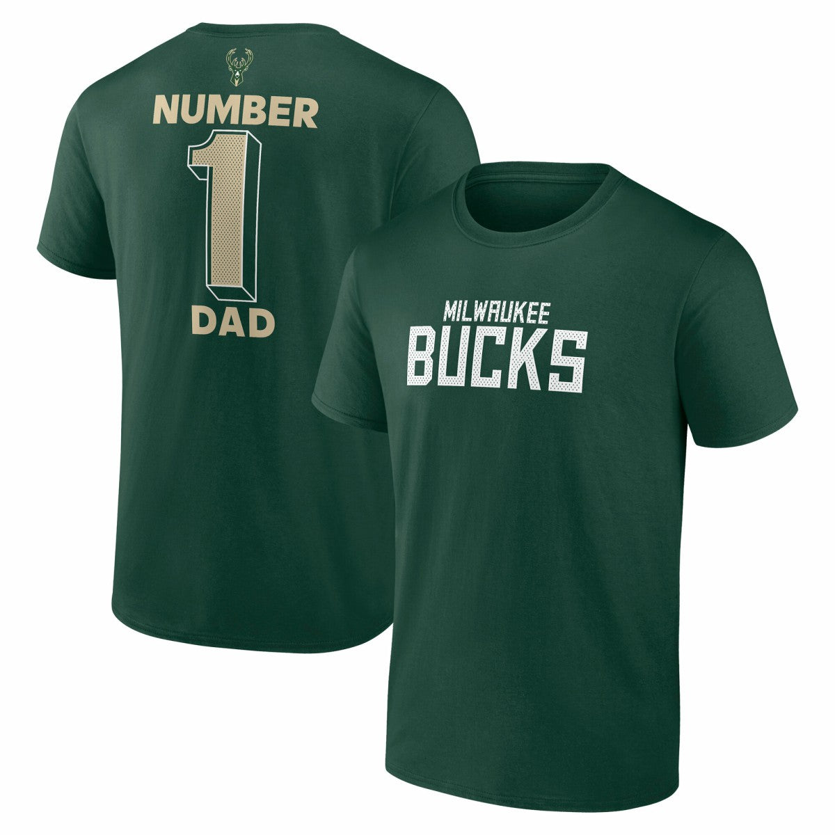Hunter Green Milwaukee Bucks #1 Dad Jersey T-Shirt | NBA