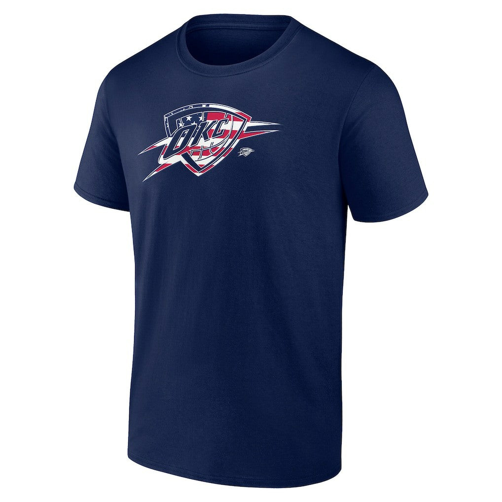 Navy Oklahoma City Thunder Flag Logo T-Shirt | NBA