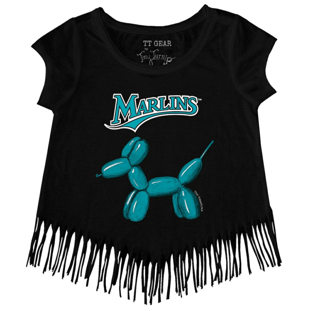 Miami Marlins Tiny Turnip Girls Youth Balloon Dog Fringe T-Shirt - MLB T-shirts