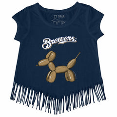 Milwaukee Brewers Tiny Turnip Girls Youth Balloon Dog Fringe T-Shirt - MLB T-shirts