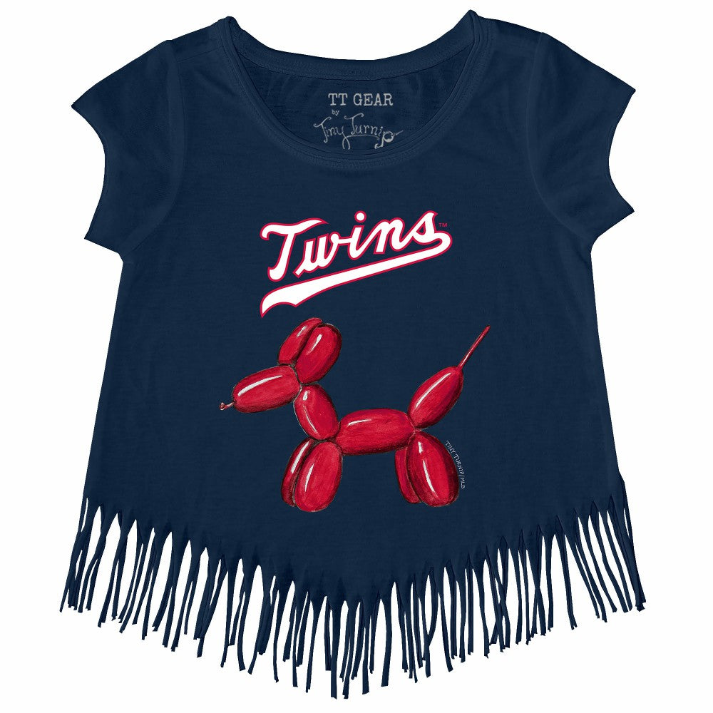 Minnesota Twins Tiny Turnip Girls Youth Balloon Dog Fringe T-Shirt - MLB T-shirts