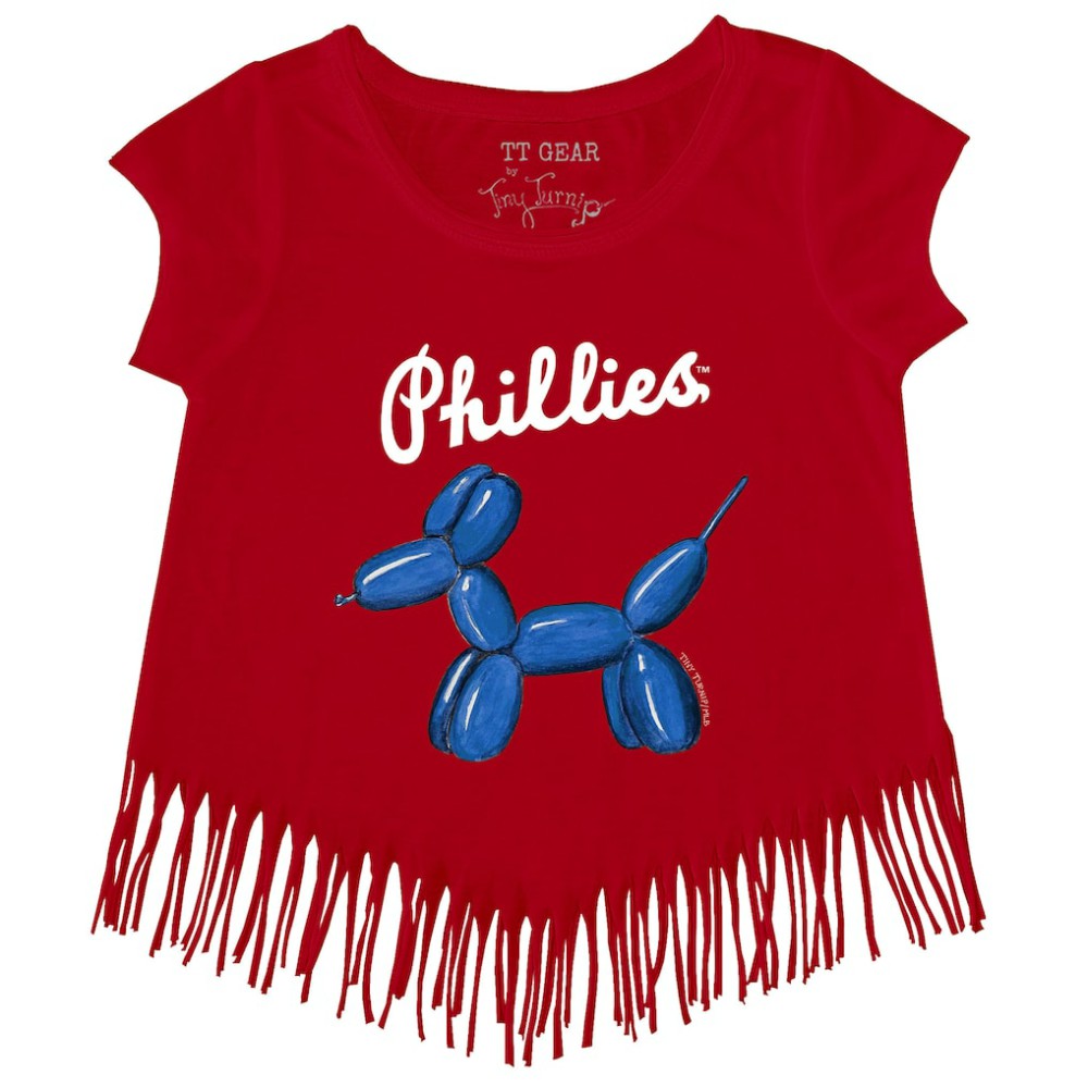Philadelphia Phillies Tiny Turnip Girls Youth Balloon Dog Fringe T-Shirt - MLB T-shirts