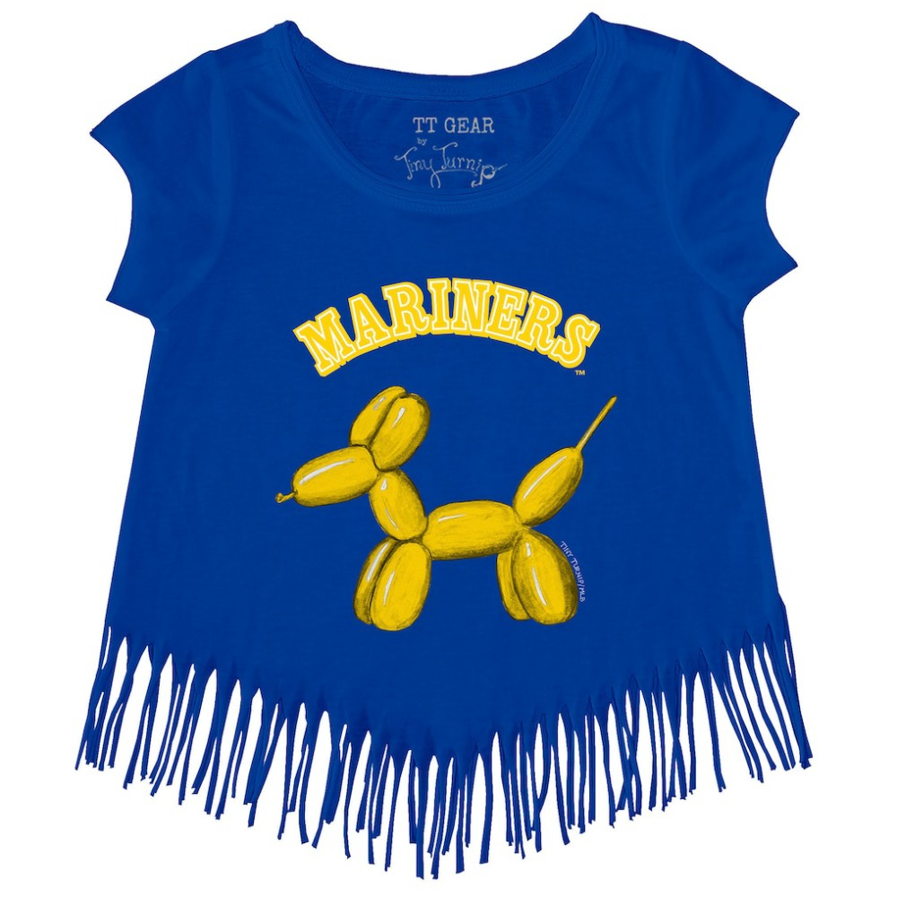 Seattle Mariners Tiny Turnip Girls Youth Balloon Dog Fringe T-Shirt - MLB T-shirts
