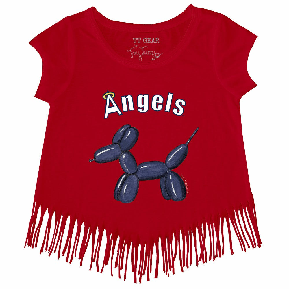 Los Angeles Angels Tiny Turnip Girls Youth Balloon Dog Fringe T-Shirt - MLB T-shirts