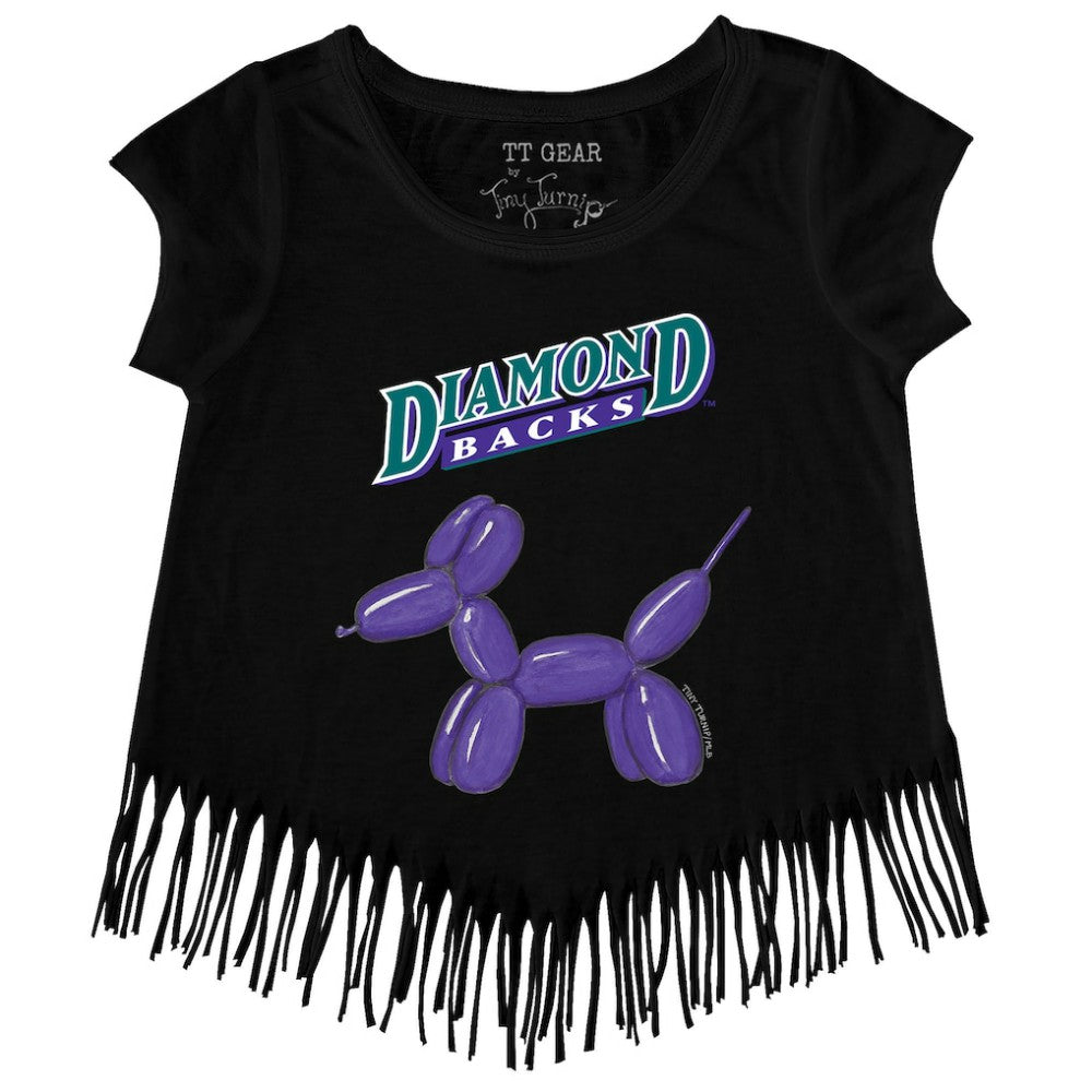 Arizona Diamondbacks Tiny Turnip Girls Youth Balloon Dog Fringe T-Shirt - MLB T-shirts