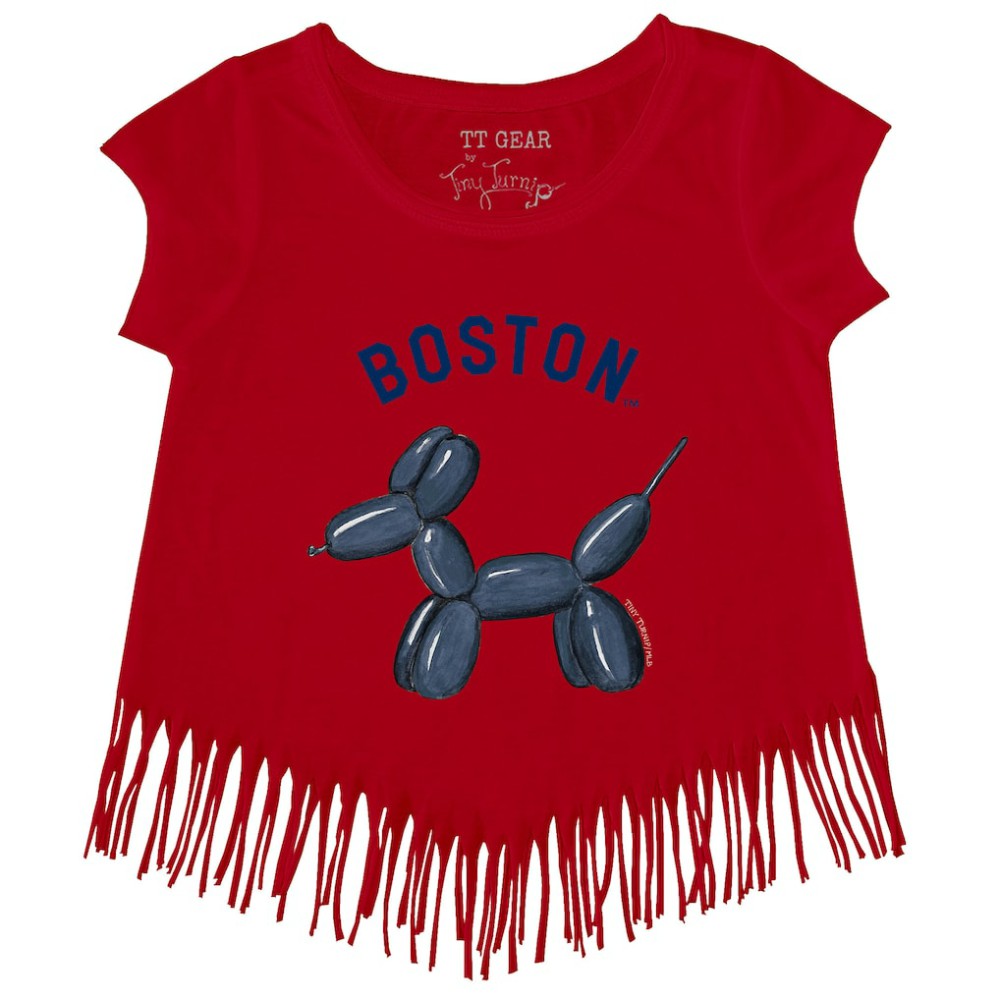 Boston Red Sox Tiny Turnip Girls Youth Balloon Dog Fringe T-Shirt - MLB T-shirts