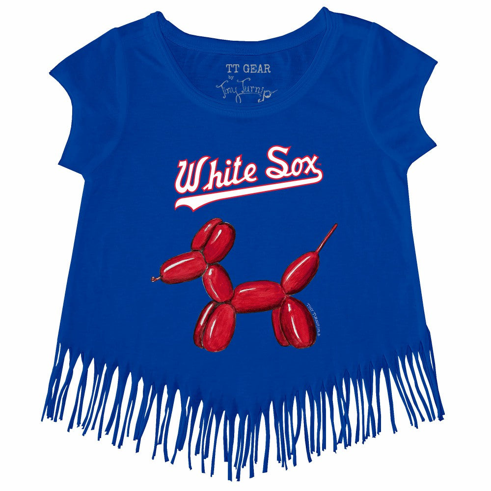 Chicago White Sox Tiny Turnip Girls Youth Balloon Dog Fringe T-Shirt - MLB T-shirts