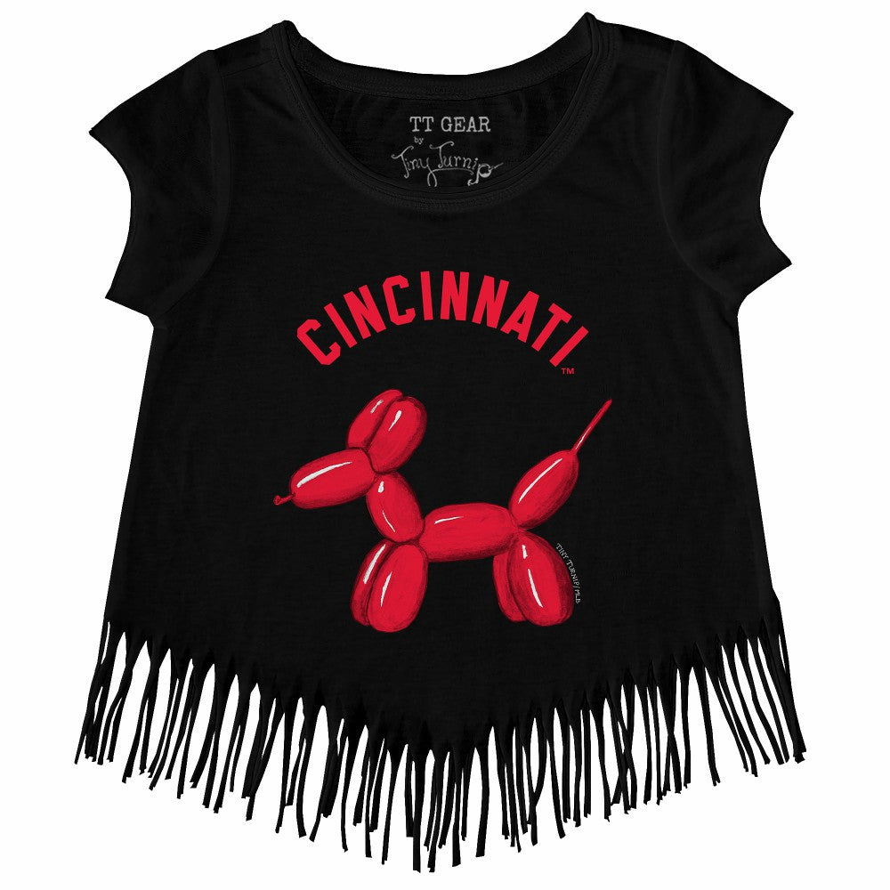 Cincinnati Reds Tiny Turnip Girls Youth Balloon Dog Fringe T-Shirt - MLB T-shirts