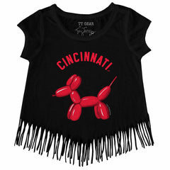 Cincinnati Reds Tiny Turnip Girls Youth Balloon Dog Fringe T-Shirt - MLB T-shirts