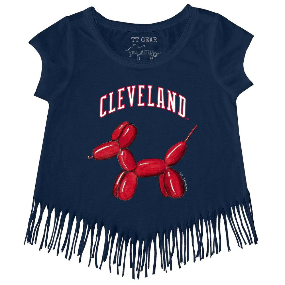 Cleveland Guardians Tiny Turnip Girls Youth Balloon Dog Fringe T-Shirt - MLB T-shirts