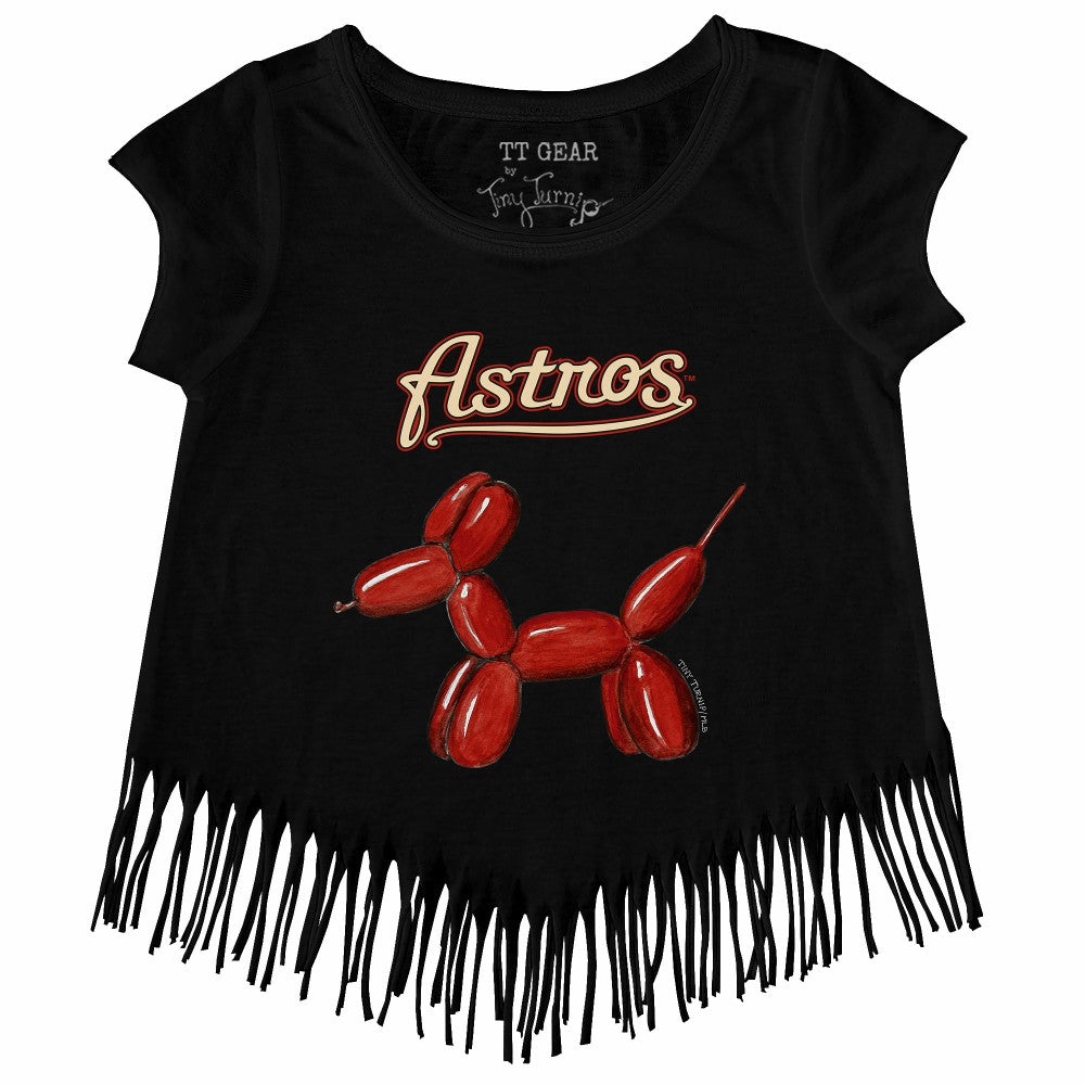 Houston Astros Tiny Turnip Girls Youth Balloon Dog Fringe T-Shirt - MLB T-shirts