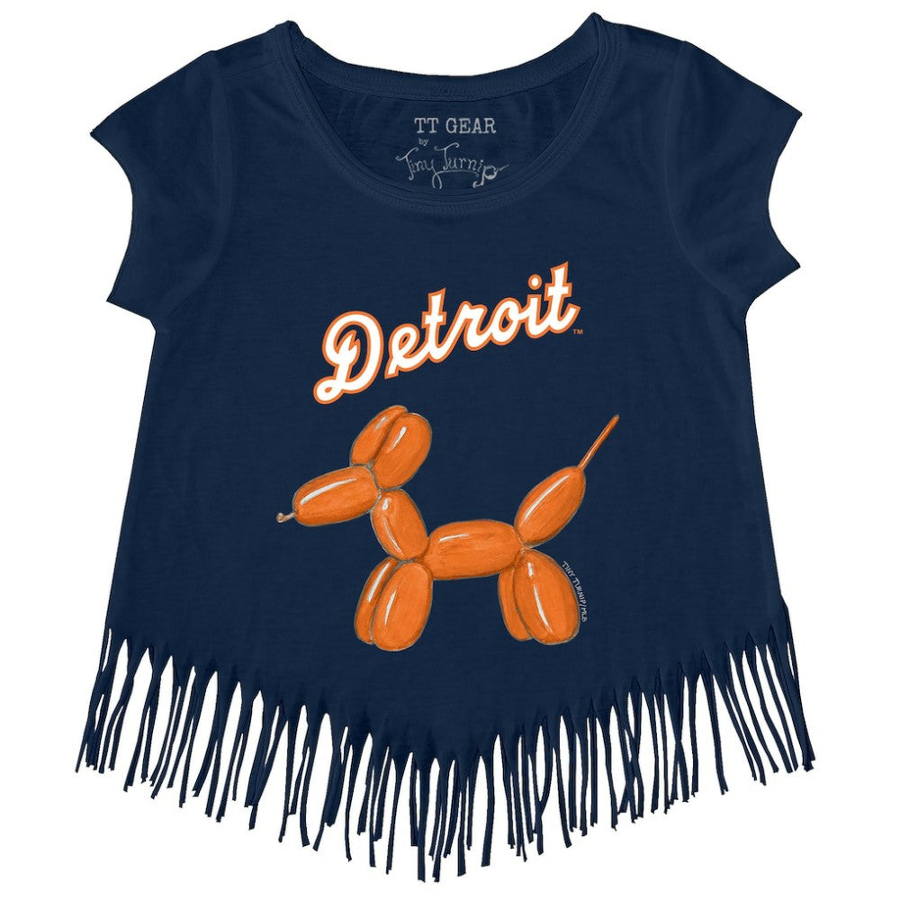 Detroit Tigers Tiny Turnip Girls Youth Balloon Dog Fringe T-Shirt - MLB T-shirts