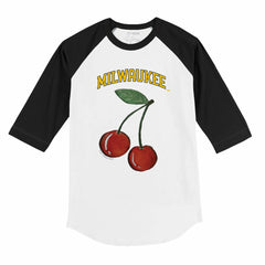 Milwaukee Brewers Tiny Turnip Youth Cherries 3/4-Sleeve Raglan Baseball T-Shirt - MLB T-shirts