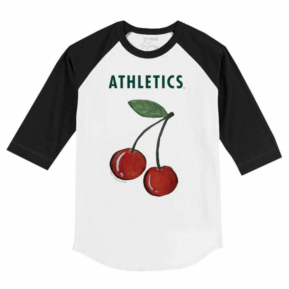 Athletics Tiny Turnip Youth Cherries 3/4-Sleeve Raglan Baseball T-Shirt - MLB T-shirts