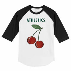 Athletics Tiny Turnip Youth Cherries 3/4-Sleeve Raglan Baseball T-Shirt - MLB T-shirts