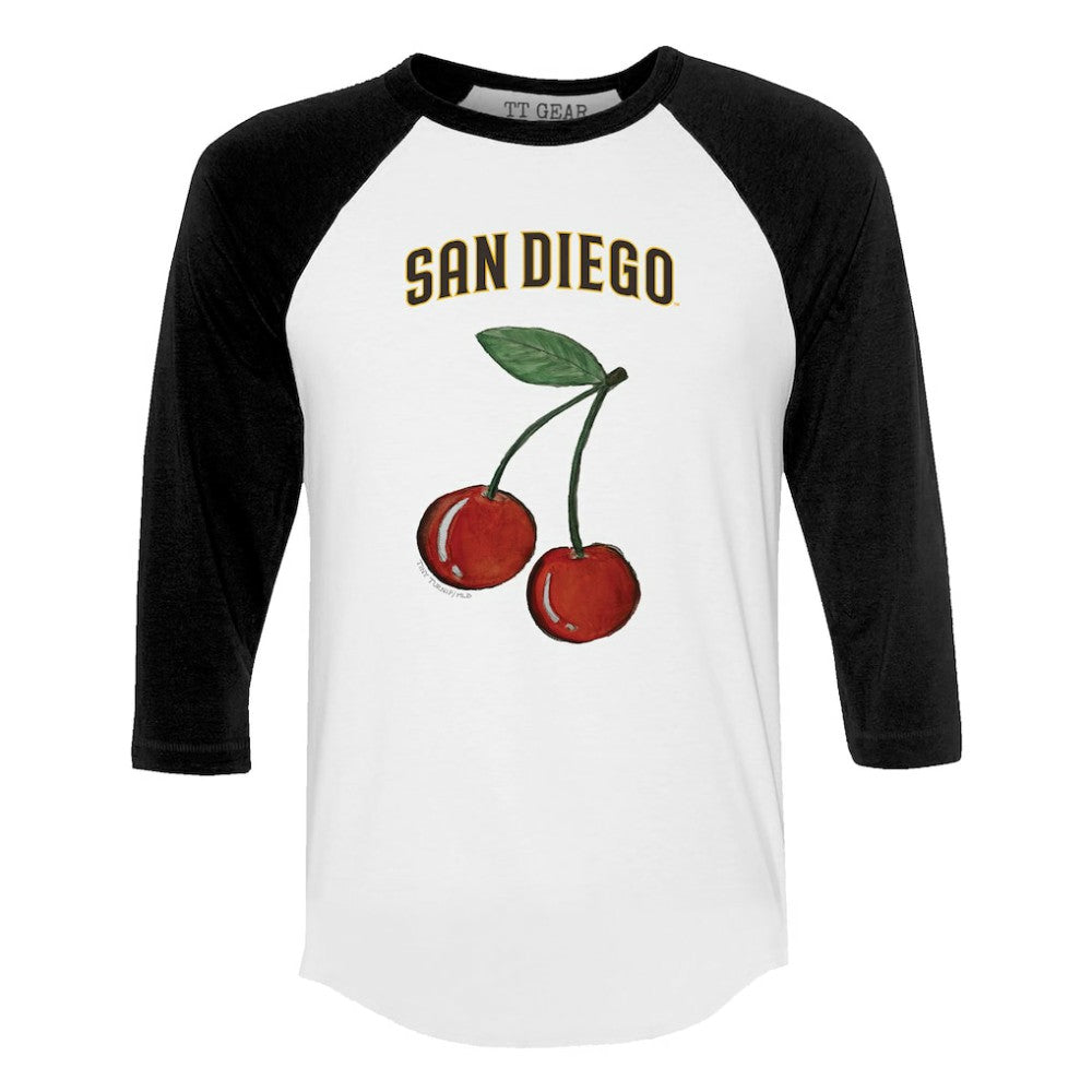 San Diego Padres Tiny Turnip Women's Cherries 3/4-Sleeve Raglan Baseball T-Shirt - MLB T-shirts