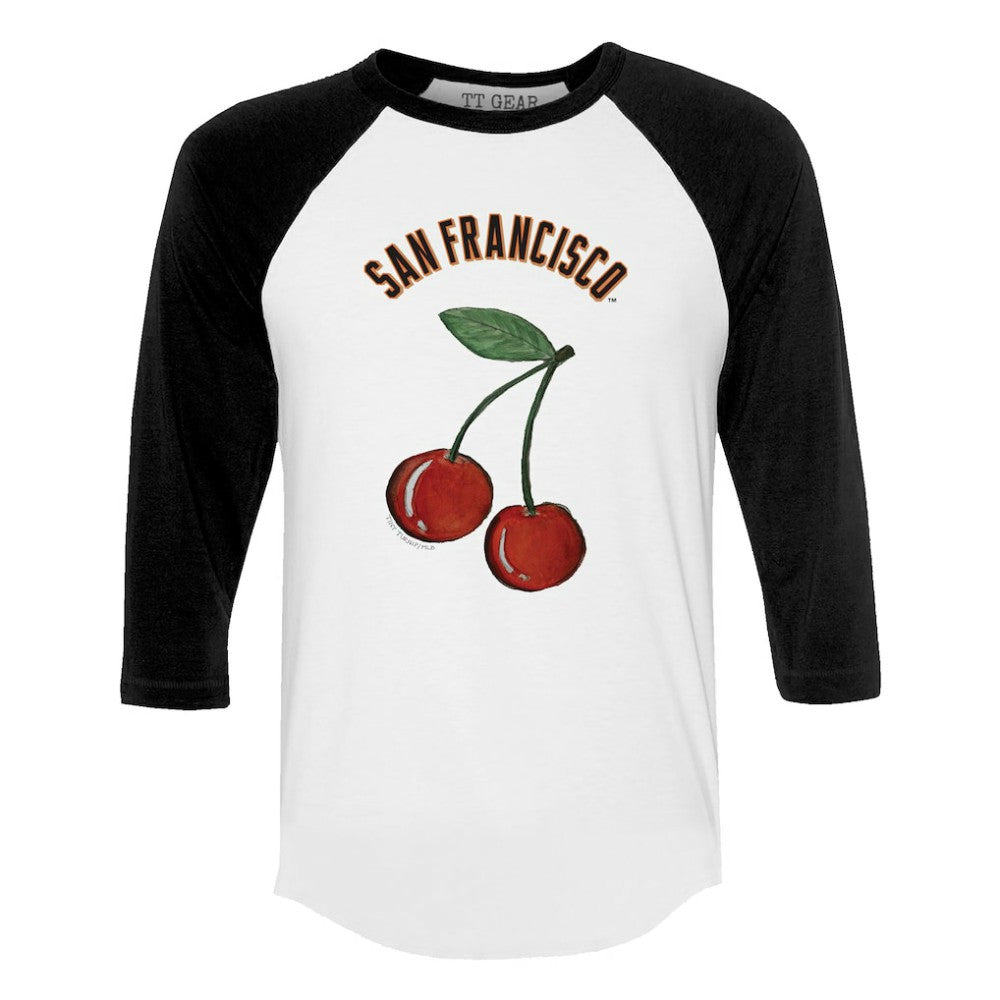 San Francisco Giants Tiny Turnip Women's Cherries 3/4-Sleeve Raglan Baseball T-Shirt - MLB T-shirts