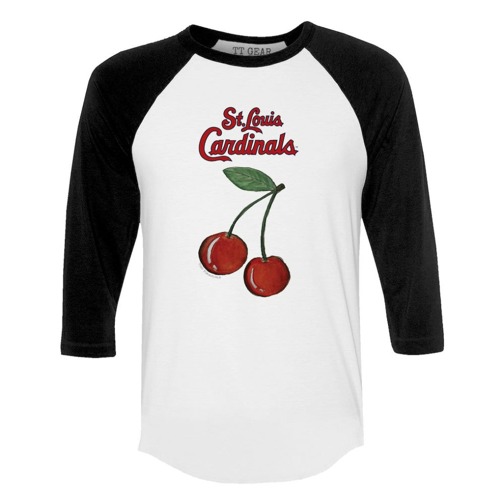 St. Louis Cardinals Tiny Turnip Women's Cherries 3/4-Sleeve Raglan Baseball T-Shirt - MLB T-shirts