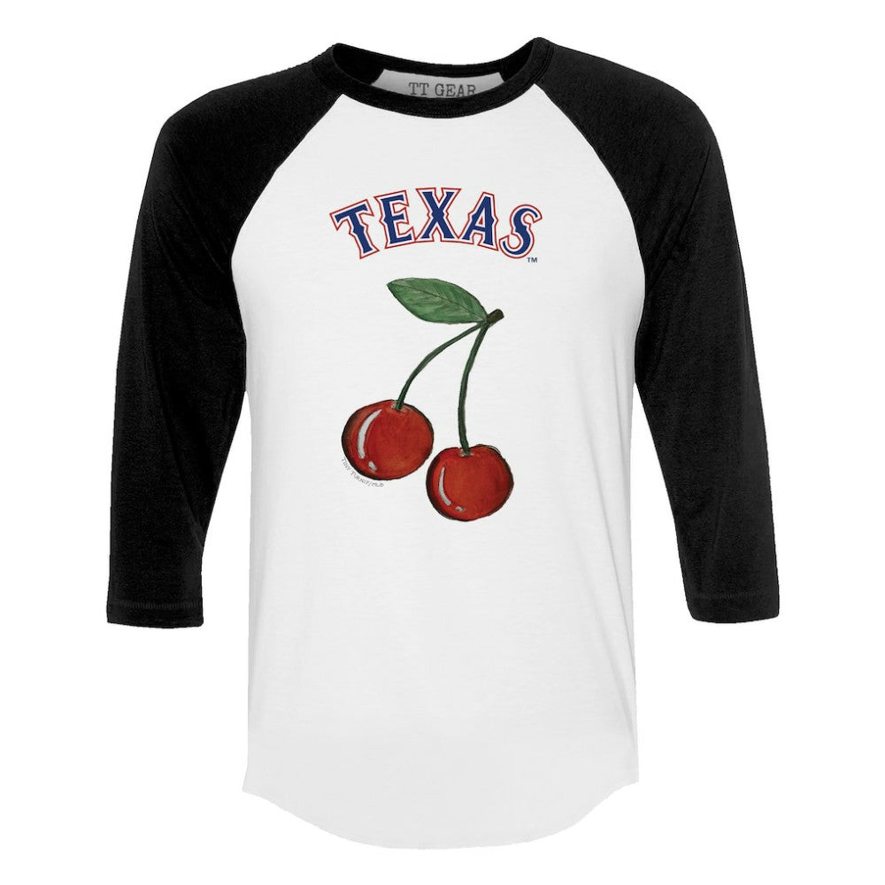 Texas Rangers Tiny Turnip Women's Cherries 3/4-Sleeve Raglan Baseball T-Shirt - MLB T-shirts