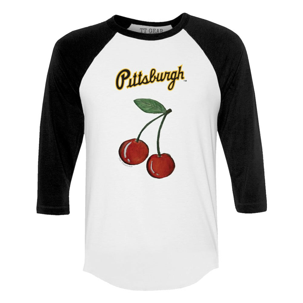 Pittsburgh Pirates Tiny Turnip Women's Cherries 3/4-Sleeve Raglan Baseball T-Shirt - MLB T-shirts