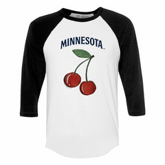 Minnesota Twins Tiny Turnip Women's Cherries 3/4-Sleeve Raglan Baseball T-Shirt - MLB T-shirts